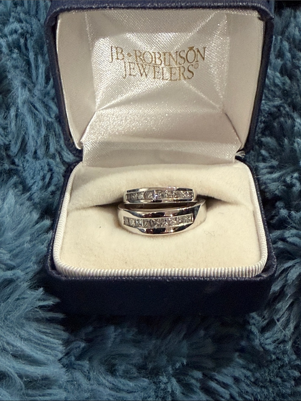 JB Robinson Jewelers Silver Channel-Set matching diamond Wedding Bands